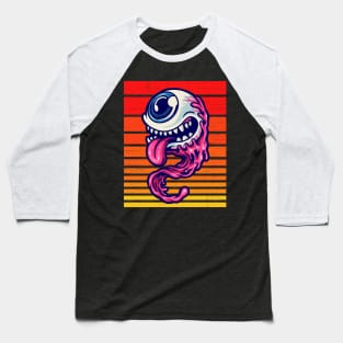 Halloween One Eye Monster Retro Style Baseball T-Shirt